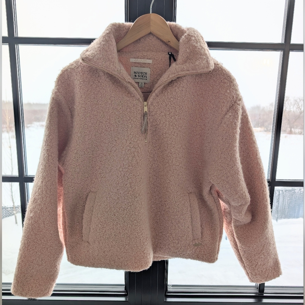 NWT Scotch & Soda Soft Pink Fleece Jacket/Sweater Pullover